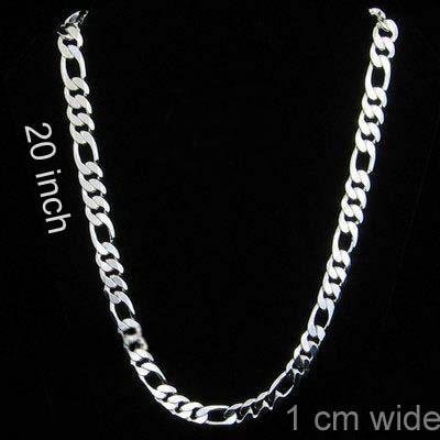 10 mm Sterling Silver Figaro Chain 20" long