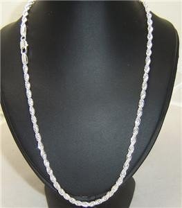 4mm Diamond Cut Sterling Silver Rope Necklace