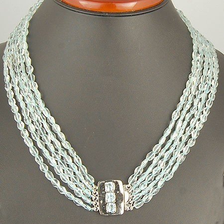 5 STRAND FINEST NATURAL SANTA MARIA AQUAMARINE NECKLACE