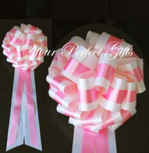 10 IVORY PINK TWO LAYER 9" EXTRA WIDE WEDDING PULL PEW BOWS FOR BRIDAL CAKE GIFT BASKET DECORCATION