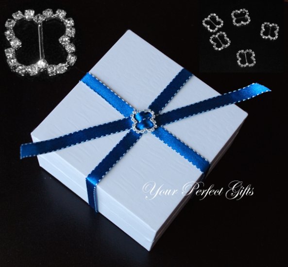 1 pc BUTTERFLY Diamante Rhinestone Crystal Silver Buckle Sliders Wedding Invitation BK079
