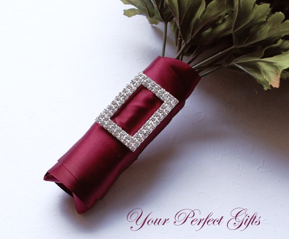 100 Two Row 2" RECTANGLE Silver Diamante Rhinestone Buckle Slider Wedding Invitation BK090
