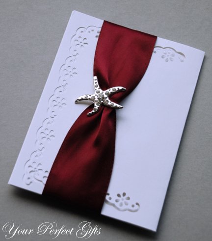 10 STARFISH 1-3/8" Silver Diamante Rhinestone Buckle Slider Wedding Invitation BK057