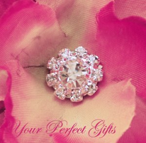 1 pc Round Circle Diamante Rhinestone Crystal Silver Button Hair Clip Wedding Invitation BT053