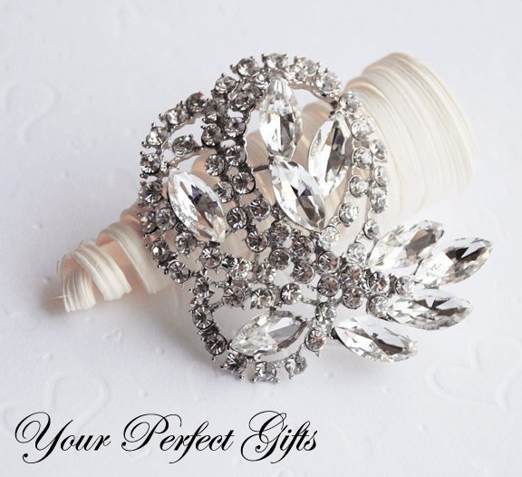 1 pc 62mm Flower Rhinestone Crystal Diamante Silver Brooch Pin Jewelry Cake Decoration BR061