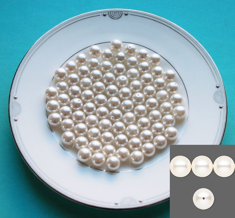 Light Ivory Cream 100 pcs Round Pearl 8mm For Wedding Jewelry Necklace Bracelet Earring Making LP038