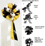 10 LEMON YELLOW WHITE BLACK 8" WEDDING PULL PEW BOW FOR BRIDAL CAKE GIFT BASKET DECORCATION