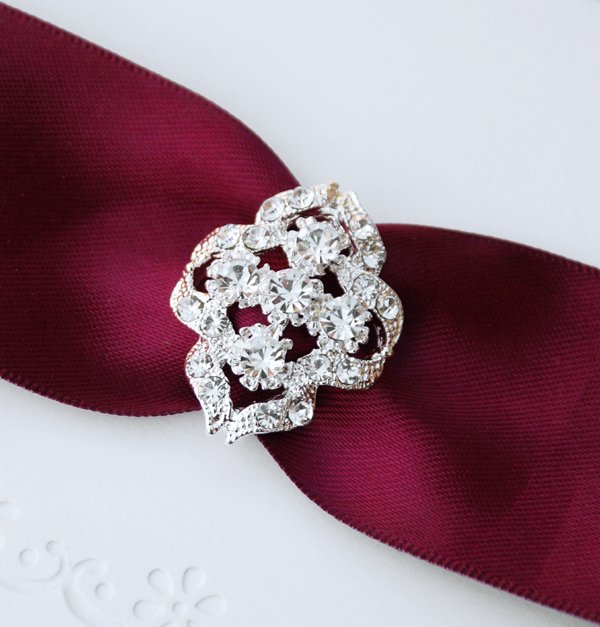 1 pc Fancy OVAL Silver Diamante Rhinestone Crystal Buckle Slider Wedding Invitation BK060
