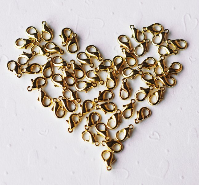 100 pcs Clasp lobster claw gold plated 10x6mm AC026
