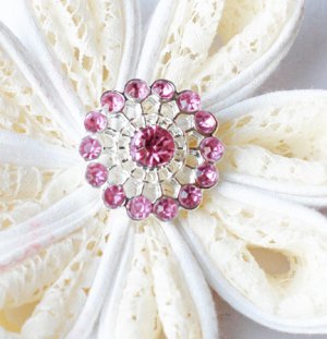 10 Rhinestone Button Light Rose Pink Crystal Hair Flower Comb Wedding Invitation BT125