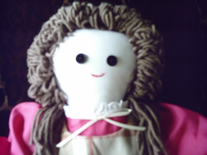 SOLD Handmade One of A Kind Cloth Girl Doll Brunette 21 inches OOAK Hand made Dolls