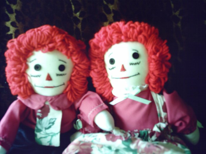 Raggedy Ann and Andy Dolls Set OOAK Handmade Cloth Doll Hand embroidered faces