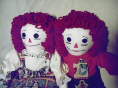 Christmas Raggedy Ann and Andy Set with Matching Quilt OOAK One of a Kind Handmade Dolls