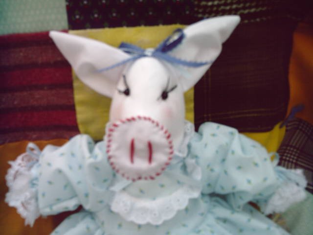 Handmade Pig Doll OOAK One of a Kind Cloth Animal Hand crafted Dolls