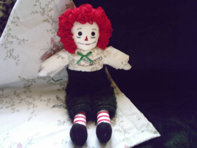 Plush Raggedy Andy Doll with Matching Plush Quilt Handmade One of a Kind Cloth Dolls OOAK