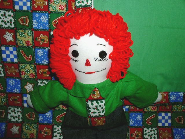 Christmas Raggedy Andy Doll and Matching Quilt Handmade One of a Kind OOAK
