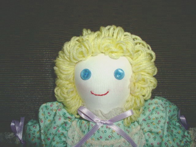Hand made Cloth Girl Doll One of a Kind OOAK Handmade Dolls Green Floral!