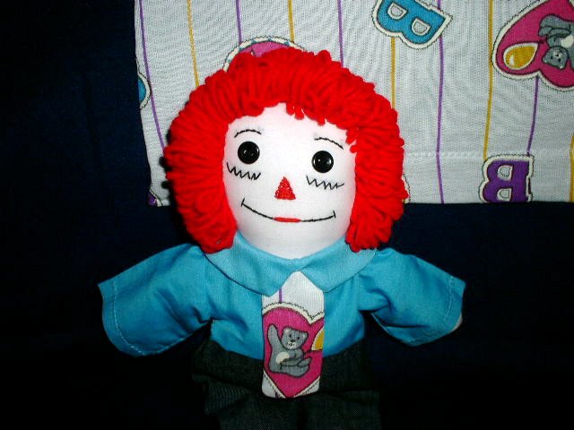 Handmade Raggedy Andy Doll with Matched Quilt B is for Bears OOAK Bear Print