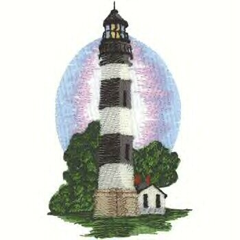 Southern Atlantic Lighthouse #1 Machine Embroidered On White Hand Towel