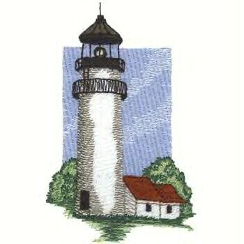 Cape Cod Lighhouse #1 Machine Embroidered On White Hand Towel
