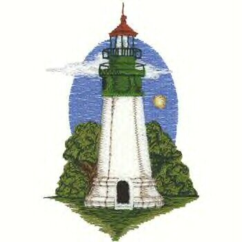 Pacific Coast Lighhouse #5 Machine Embroidered On White Hand Towel