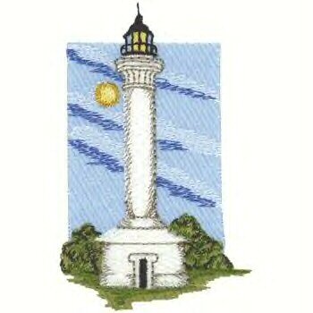 Pacific Coast Lighhouse #3 Machine Embroidered On White Hand Towel