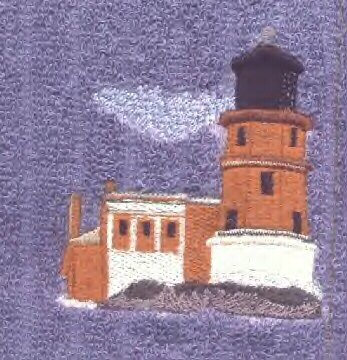 Split Rock Lighhouse Machine Embroiderd On White Hand Towel