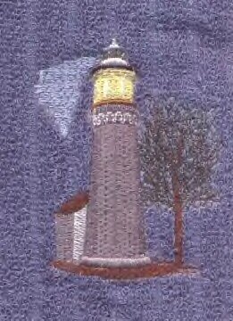 Fort Niagara Lighthouse Machine Embroidered On White Hand Towel