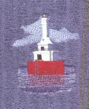 Keweenaw Waterway Lighthouse Machine Embroidered On White Hand Towel