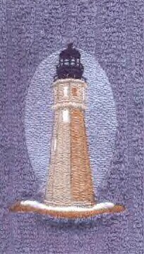 Old Buffalo Lighhouse Machine Embroidered On White Hand Towel