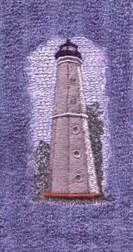 North Point Lighthouse Machine Embroidered On White Hand Towel