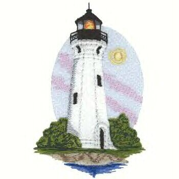 Great Lakes Lighthouse #1 Machine Embroidered On White Hand Towel