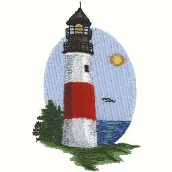 Cape Cod Lighthouse #2 Machine Embroidered On White Hand Towel