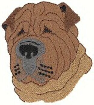 Shar Pei Head Machine Embroidered On Hand Towel