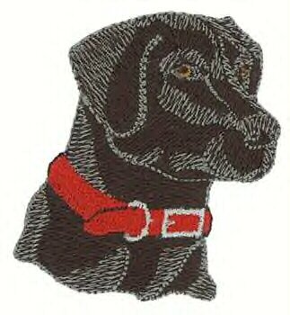Black Lab Head Machine Embroidered On Hand Towel