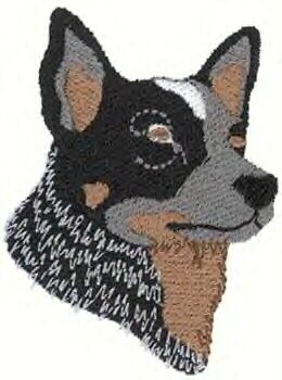 Australian Cattle Dog Head Machine Embroidered on Hand Towel