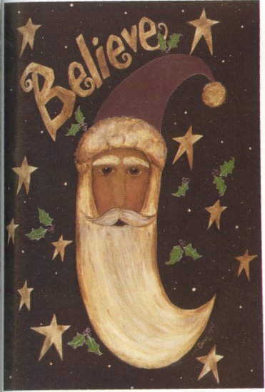 Primitive Christmas Santa Believe Large Flag