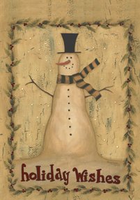 Primitive Christmas Snowman Holiday Large Flag