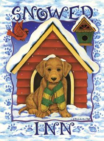 Lab Puppy Snowed Inn Winter Christmas Large Flag