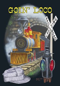 TRAIN RAILROAD ART GOIN LOCO LARGE FLAG