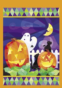Pumpkin Ghost Halloween Garden Mini Flag