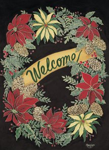 Welcome Winter Holiday Wreath Garden Mini Flag