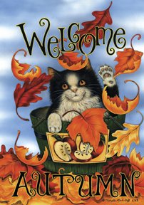 Welcome Autumn Cat Garden Mini Flag