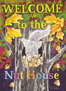 Welcome to the Nut House Garden Mini Flag