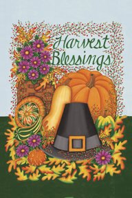 Harvest Blessing Pilgrim Thanksgiving Garden Mini Flag