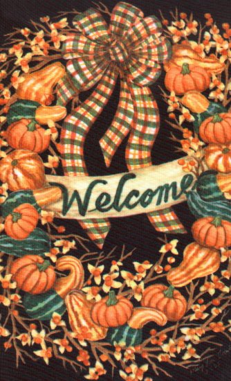 Welcome Autumn Wreath Large Flag