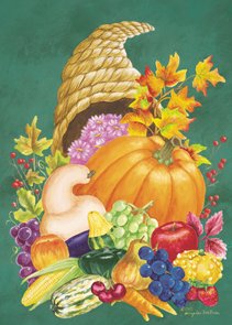 Cornucopia Thanksgiving Harvest Large Flag