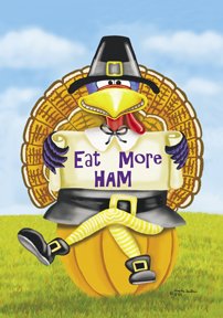 Eat More Ham Turkey Thanksgiving Large Flag