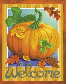 Welcome Pumpkin Large Flag