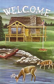 Rustic Cabin Welcome Deer Garden Mini Flag